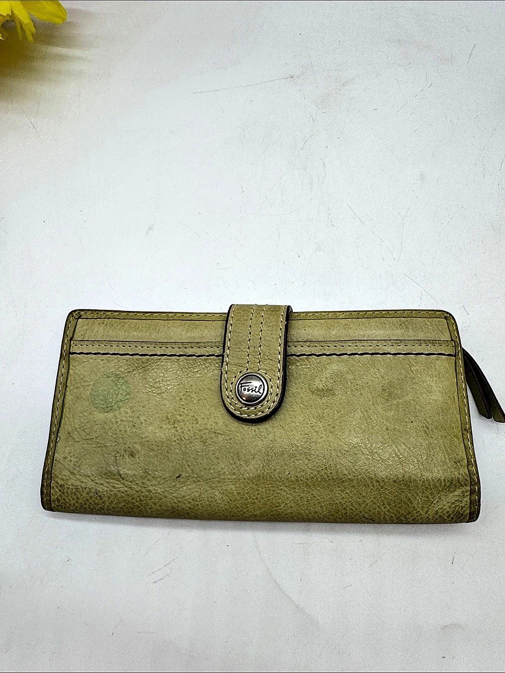 Fossil Leather Wallet in Green & Purple